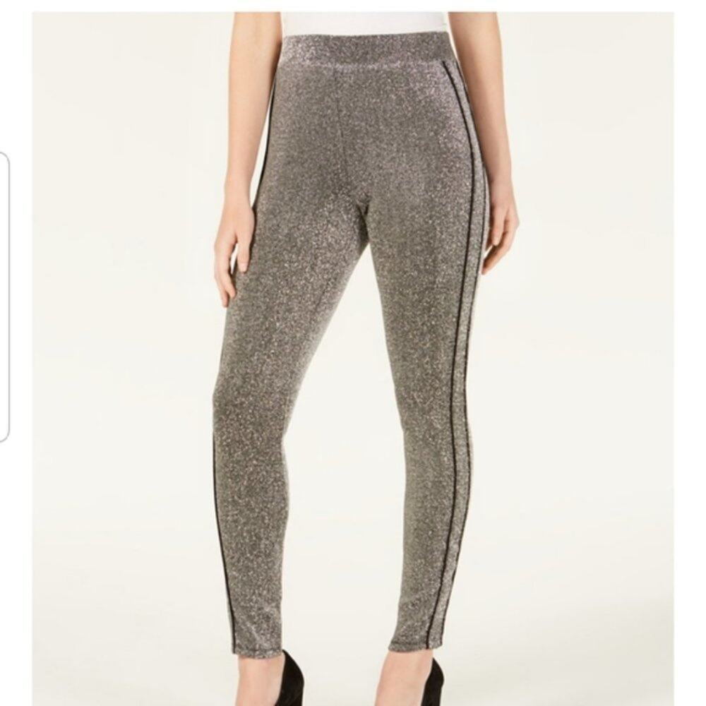 Ultra Flirt Tuxedo Evening Leggings Metallic Shine NWT
